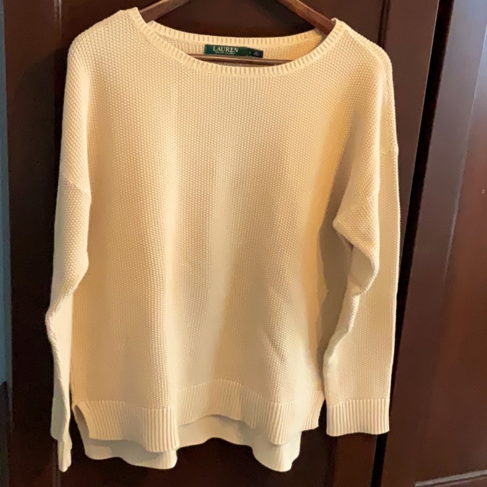 Beige knitted cotton sweater - Lauren by Ralph Lauren in very good condition